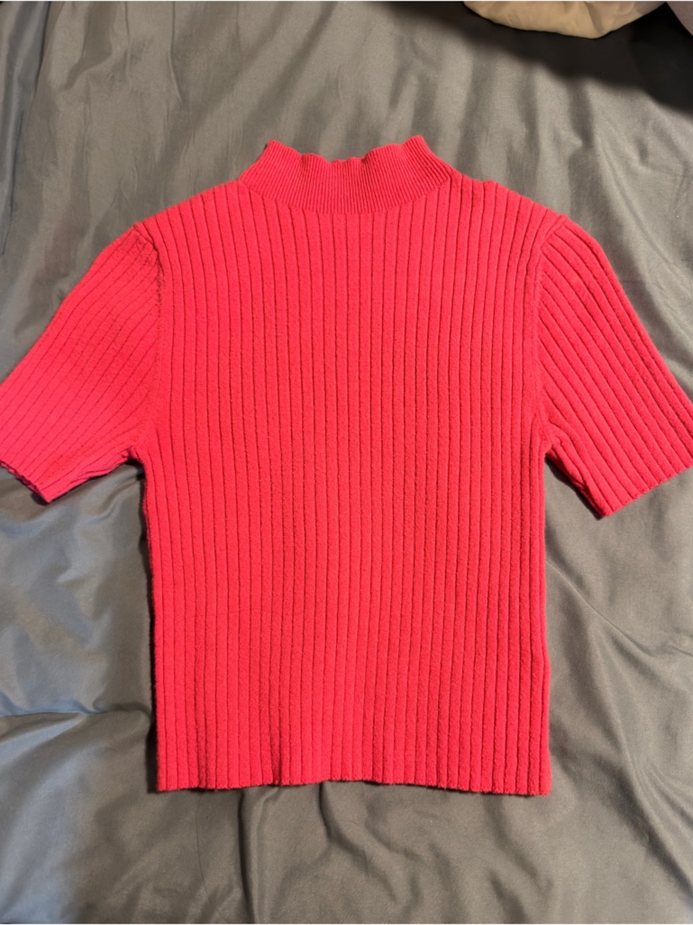 a new day Red Ribbed Short Sleeve Mock stretch Tee